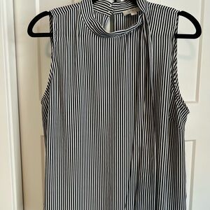 Loft Outlet Sleeveless Blouse Blue and White Striped Large